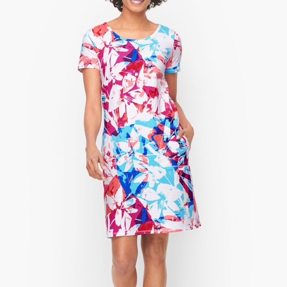 Women’s Talbots Cozy Crush cross back brushed floral UPF 50 dress Petite - Picture 1 of 5